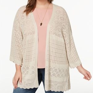 Style&Co Plus Size Pointelle Bell-Sleeve Kimono